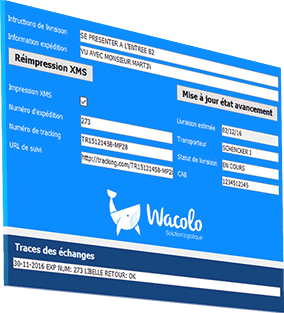 Slider onglet Wacolo Wavesoft connecteur logistique